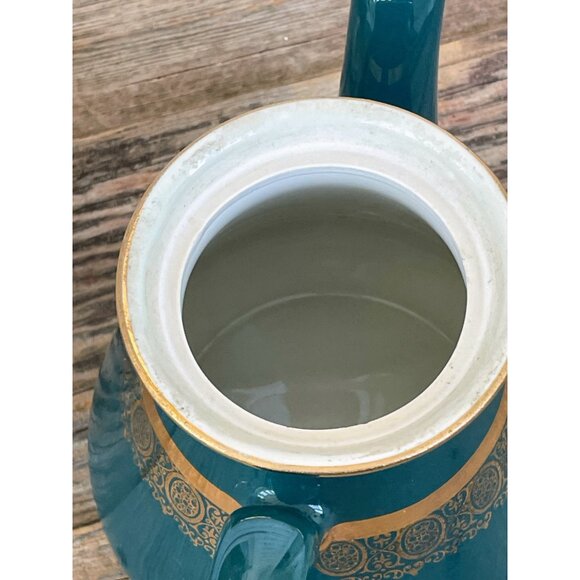 Vintage Hall Mid century 1960s Green Gold 6 Cup Teapot - Picture 3 of 8